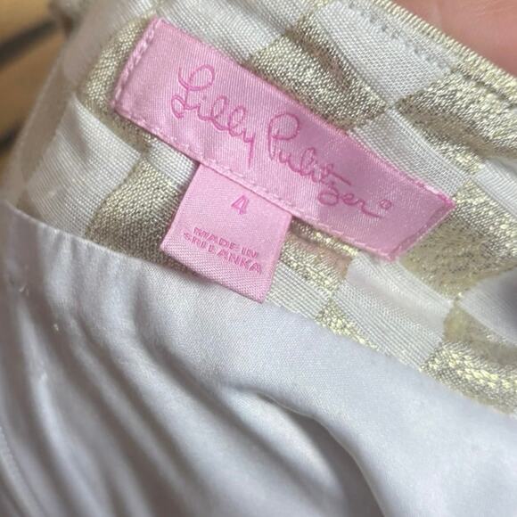 Lilly Pulitzer Tate Gold And White Metallic Mini Skirt Size 4 - Picture 9 of 11